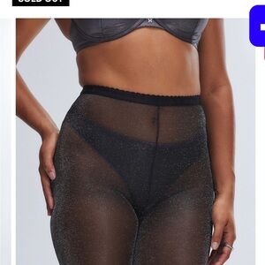 Savage X Fenty metallic full tight in black caviar/silver metallic